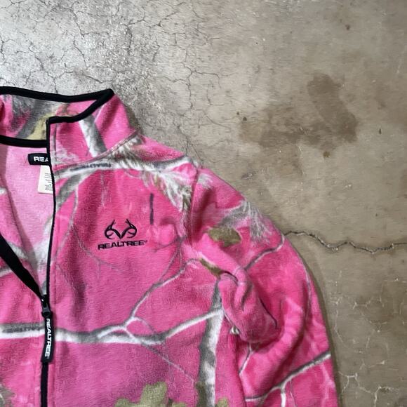 Realtree Women's Pink Camo Zip Fleece Jacket Coat Realtree Small - Picture 2 of 7